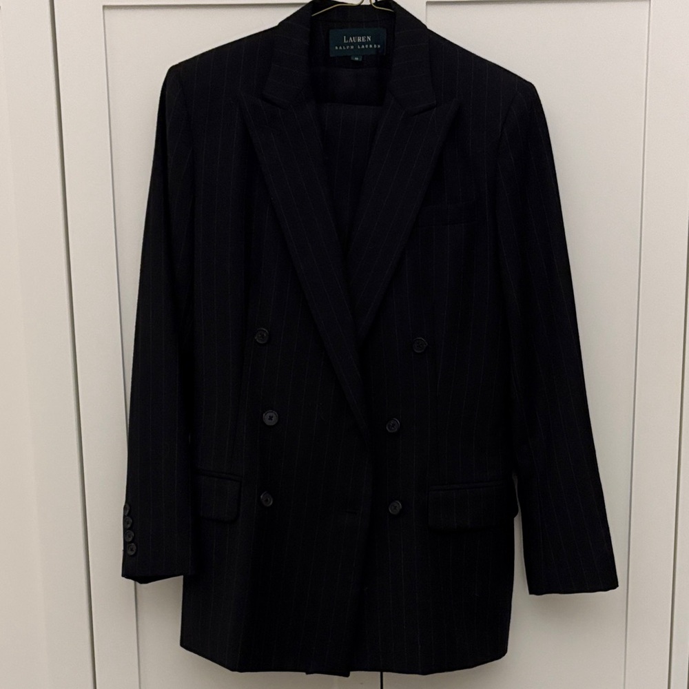 Lauren Ralph Lauren Vintage Wool Dark Pinstripe Suit